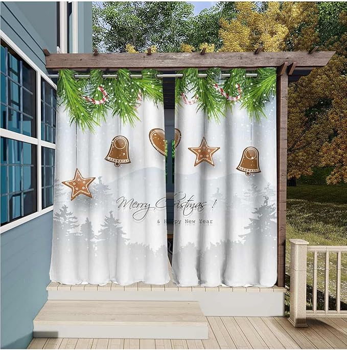 Christmas Waterproof Indoor/Outdoor Curtains W84.25 x