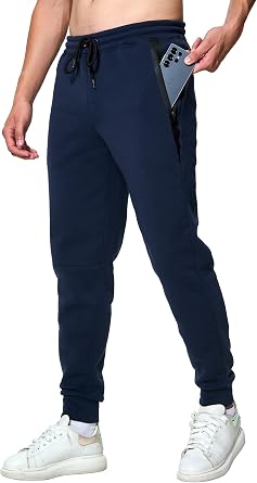 Mens Sweatpants with Zipper Pockets Athletic Pants Fleece Joggers Traning Track Pants for Running, Workout