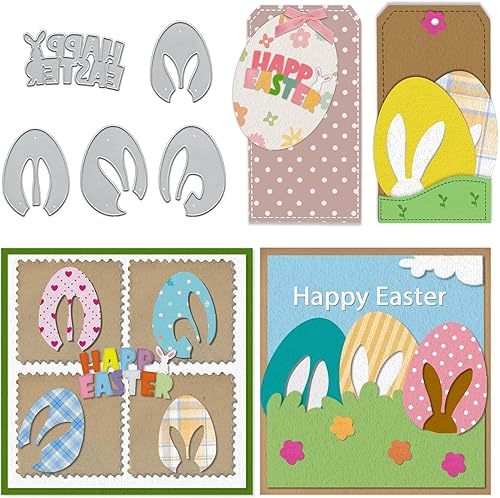 Troquel de conejo de Pascua de metal para hacer tarjetas, troqueles de corte de conejo huecos de primavera para decoración de vacaciones, bricolaje,