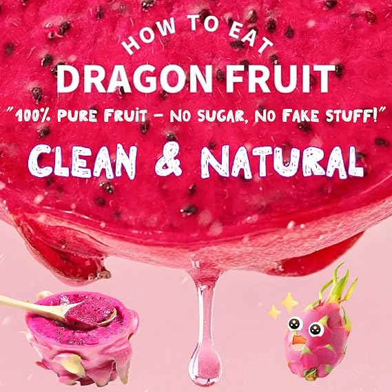 Freeze Dried Dragon Fruit, 7.05oz/200g No Added Sugars Dehydrated Dragonfruit Cubes, Tropical Red Pitaya Foods for Yogurt Parfaits Baking Muffins Cookies Cocktails.