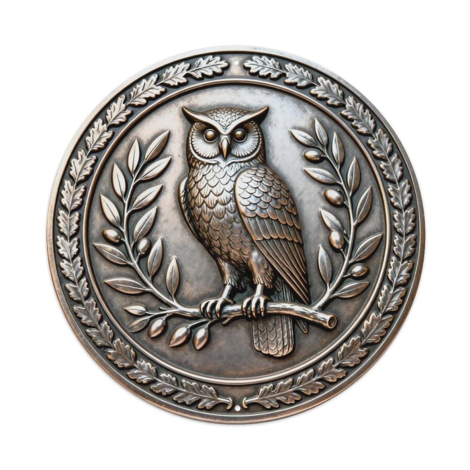 Athena Owl Wisdom Bird Metal Tin Sign Plaque