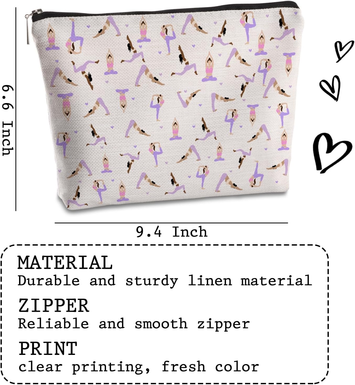 Yoga Gifts for Women Makeup Bag Yoga Accessories Organizer Pouch Yoga Lovers Birthday Christmas Gift Cosmetic Travel Bag for Yoga Instructor Pilates Teacher Gym Lovers - Image 2