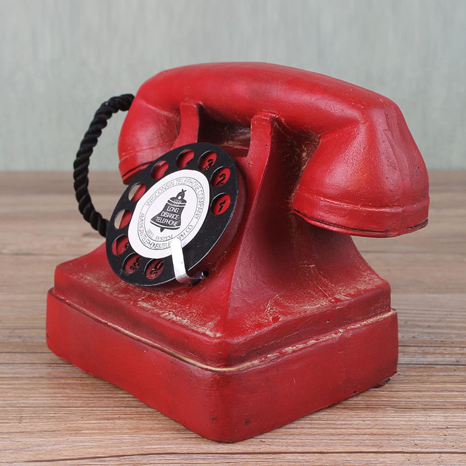 Retro Telephone European Style Retro Fixed Telephone Rotary Dial Creative Art Decorative Telephones, Christmas Decoration, 12cm(4.7in), Red