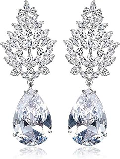 Peora 18k (750) Crystal Non-precious Metal Silver Plated and Cubic Zirconia Dangler Earrings for Women, White Price In India