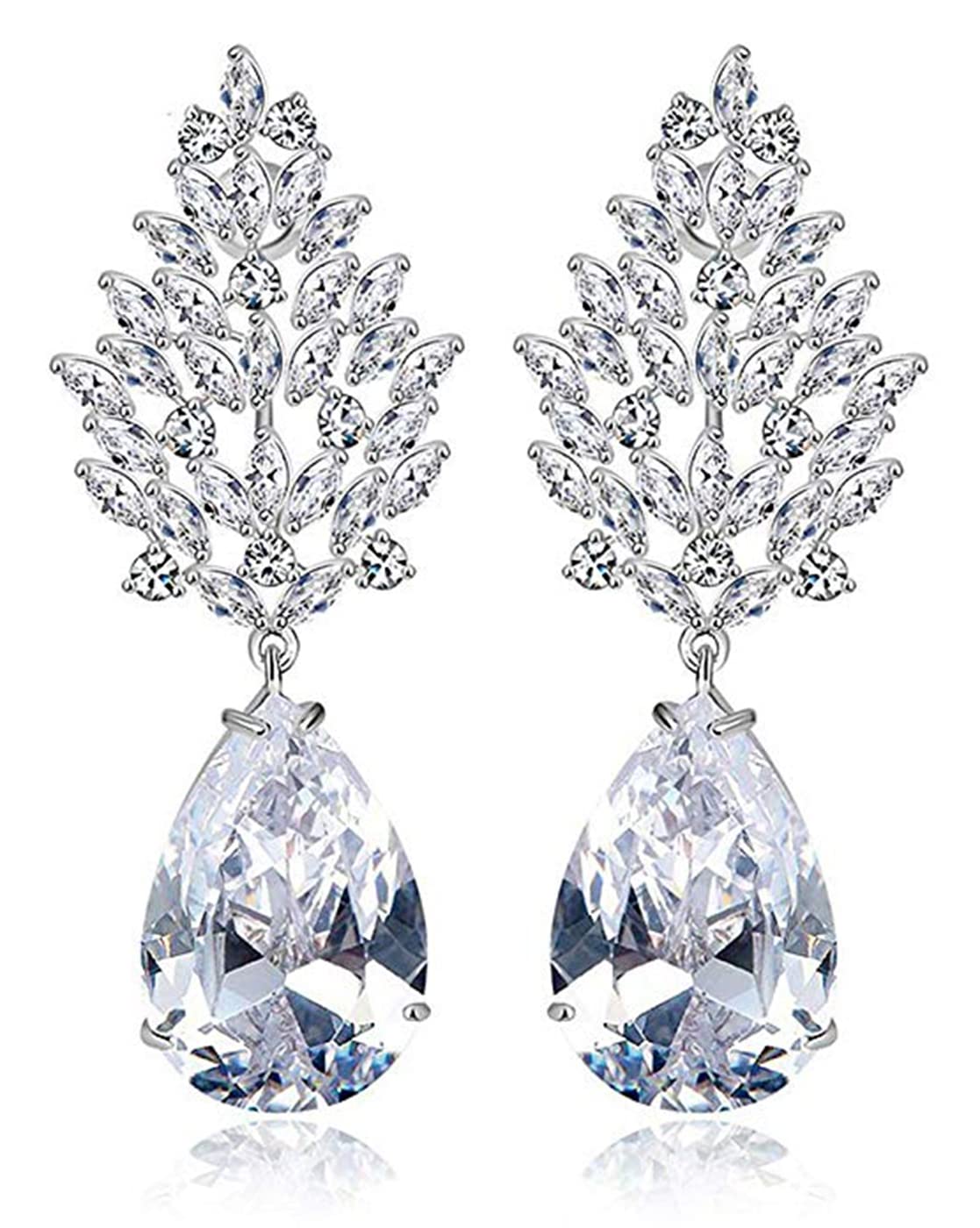 Peora 18k (750) Crystal Non-precious Metal Silver Plated and Cubic Zirconia Dangler Earrings for Women, White - Review, Price and Buying Guide