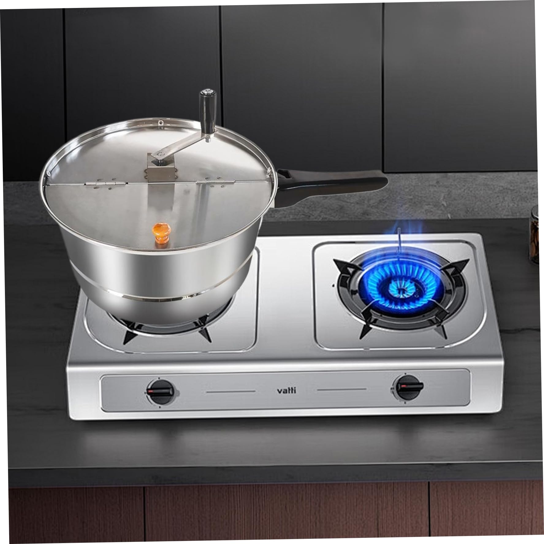 Stovetop - Pentola per popcorn con manico e coperchio in gomma a isolamento termico