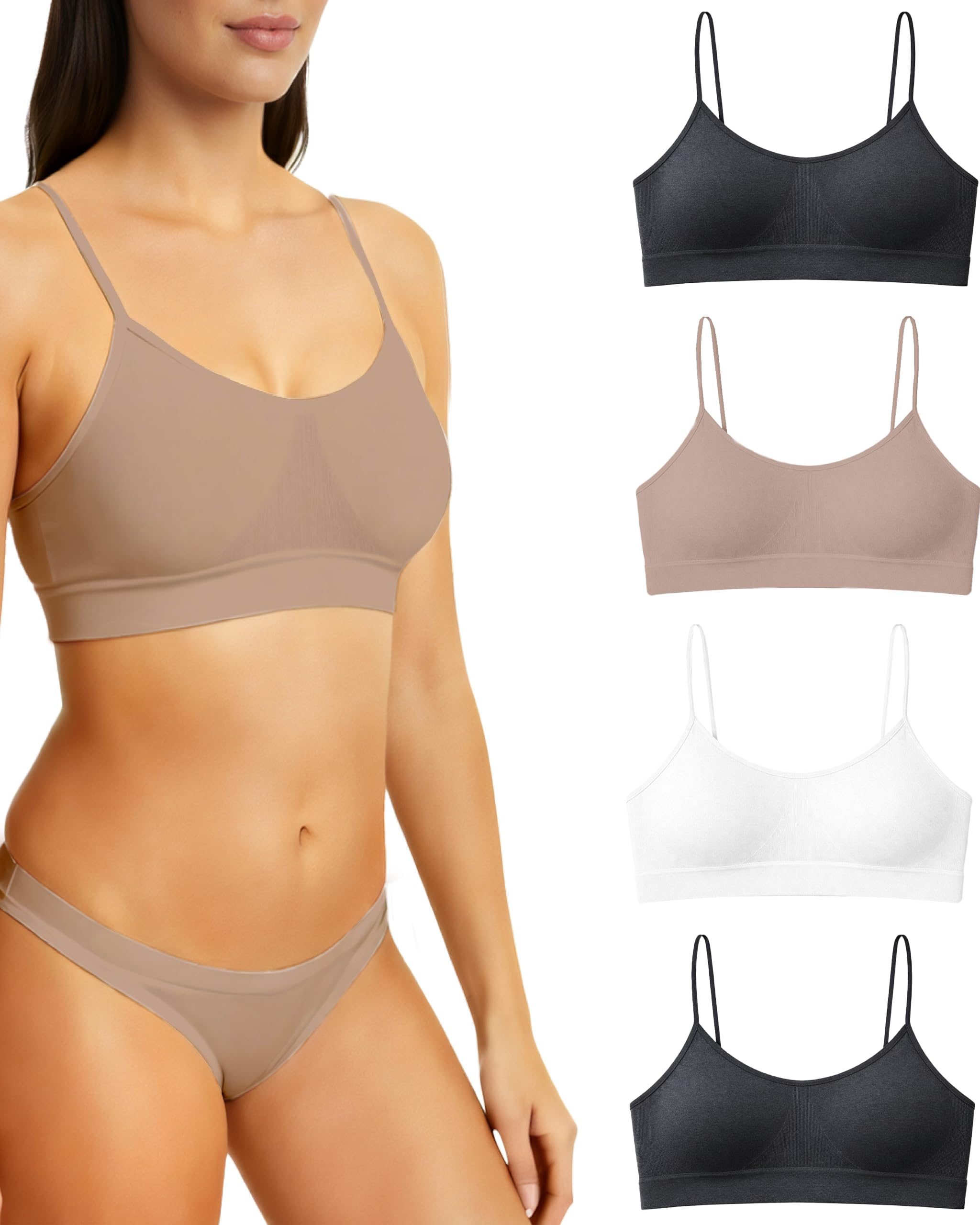 Risalti BH Damen Ohne Bügel Schmale Träger 3Stk – Bustier aus Mikrofaser, Seamless Bralette, Atmungsaktiv und Nachhaltig - Made in Italy