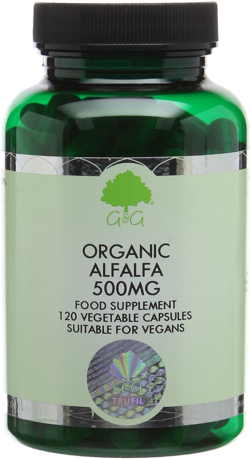 Organic Alfalfa Capsules 500mg of Alfalfa per Capsule 120 Vegan Capsules Botanical Rich in