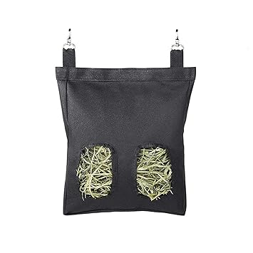 Homgee Rabbit Hay Feeder Bags Guinea Pigs Hay Bag Long Wear Feeder Bag Hanging Feeding Device wi 2 Holes for Small Animals Feeding ply