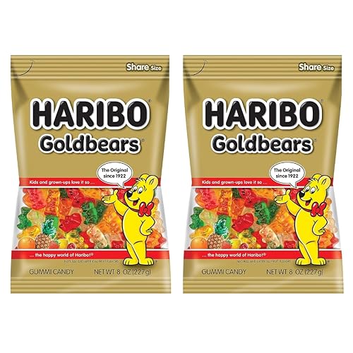 Goldbears Gummy Bear Candy, Large 8 oz. Share Size Bags, Pack of 2 by Lyza's Sweets & Treats