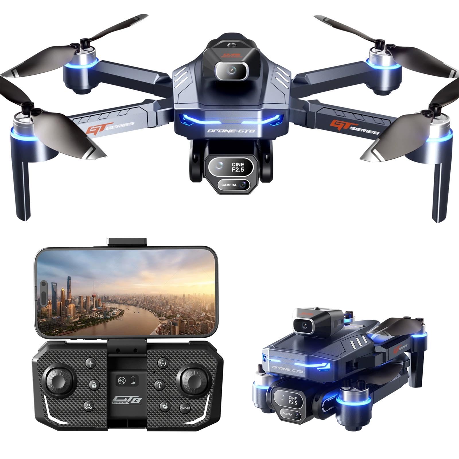 Dron Kamera 4K / 6K HD Unikanie przeszkód Fotografia lotnicza Bezszczotkowy dron z ekranem Składany dron RC czteroosiowy dron,6K