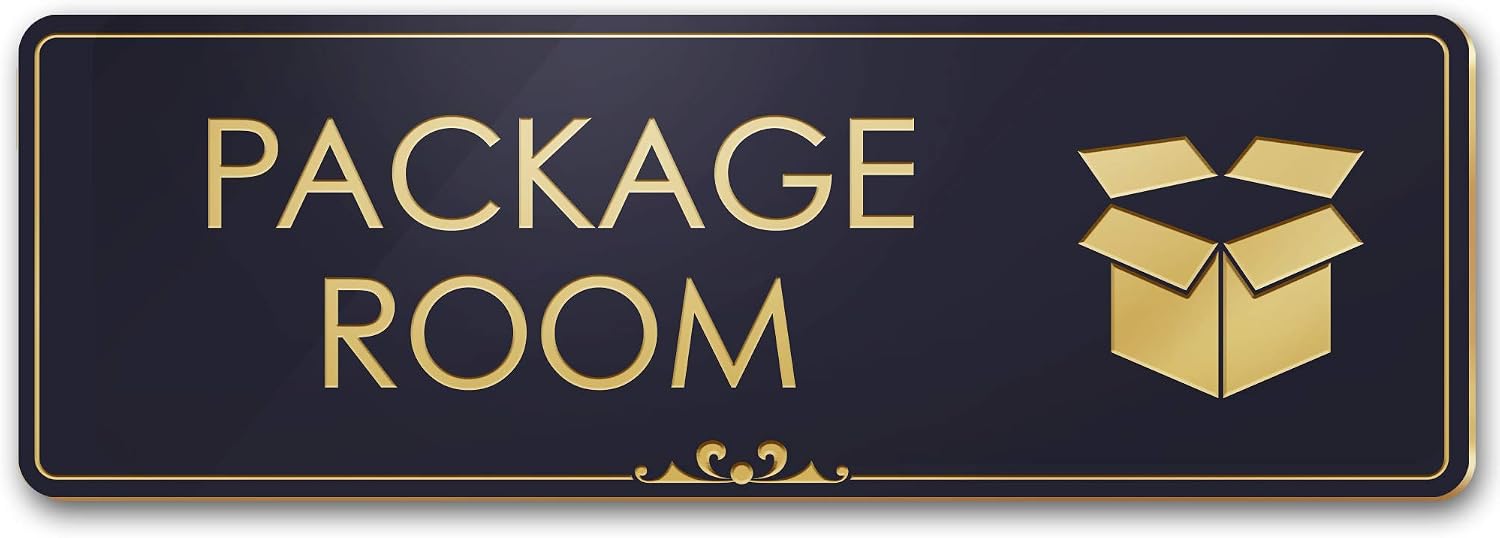 Amazon.com: Package Room Sign, Black/Gold, Engraved, 3