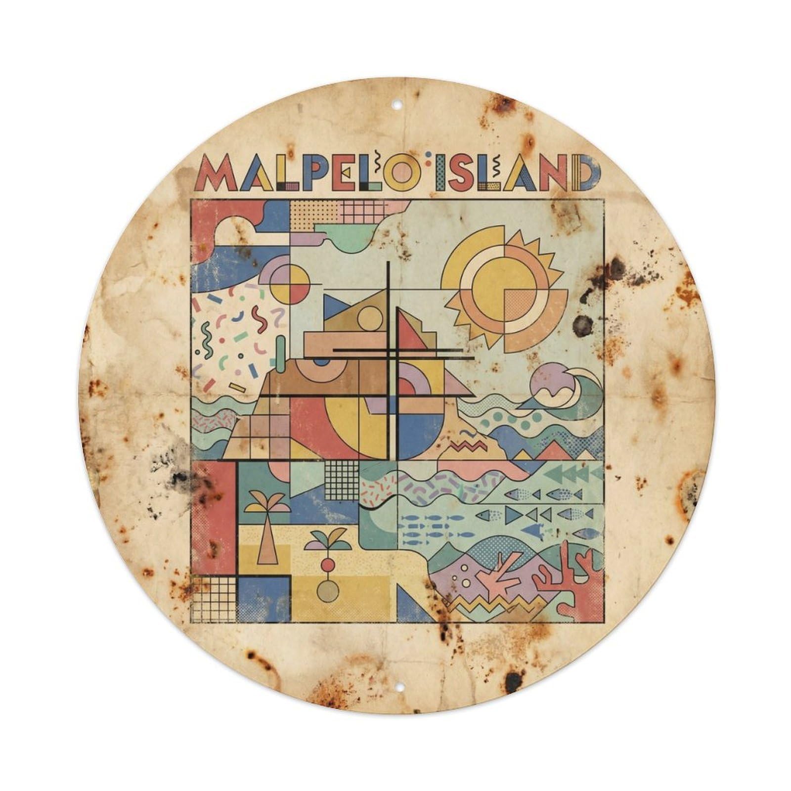 Malpelo Island Caribbean Coast Colorblock Metal Tin Sign