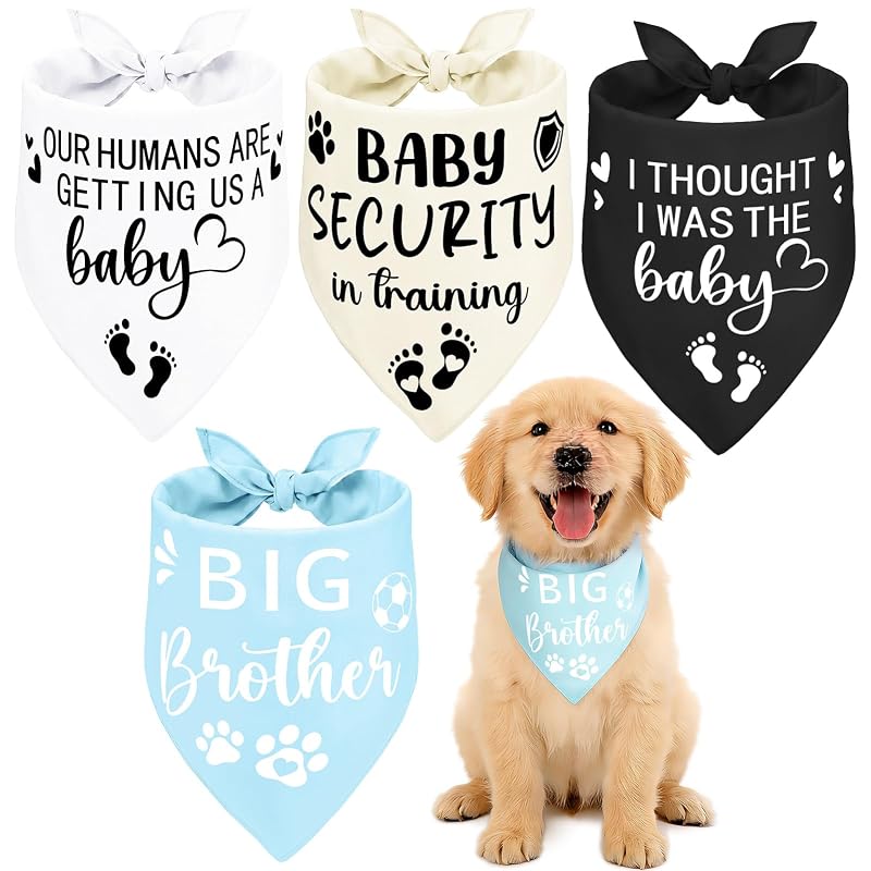 Bandana para Cães com Estampas de Anúncio de Bebê em Poliéster Guiqulai, Pacote com 4