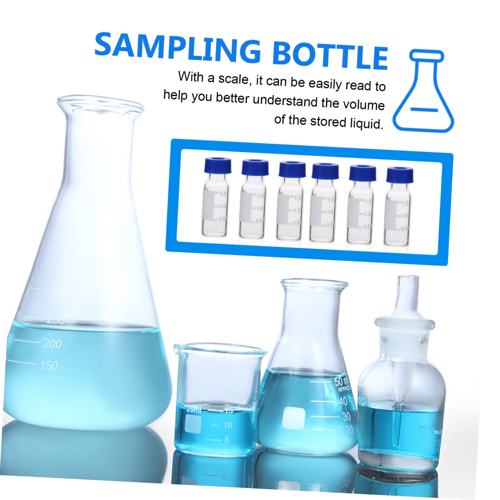 Cabilock 3 Sätze Headspace -probenflasche Klare Flüssigkeitsprobeflasche Probenfläschchen Schraubenkappen Glasflasche Laborflasche Glasfläschchen Flasche Hydrolytisches Glas 100 Stück * 3