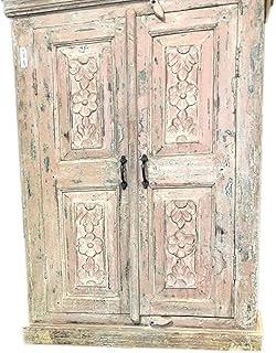 Hand Carved Cabinet, Antique Furniture, Rustic Farmhouse Armoire