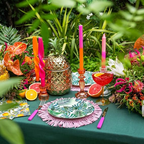 Talking Tables Tropical Fiesta Palm Tree Party Plates | Mexican Luau Hawaiian Cuban Havana, Paper Disposable, Green, Pack of 8, Dia 23cm, 9