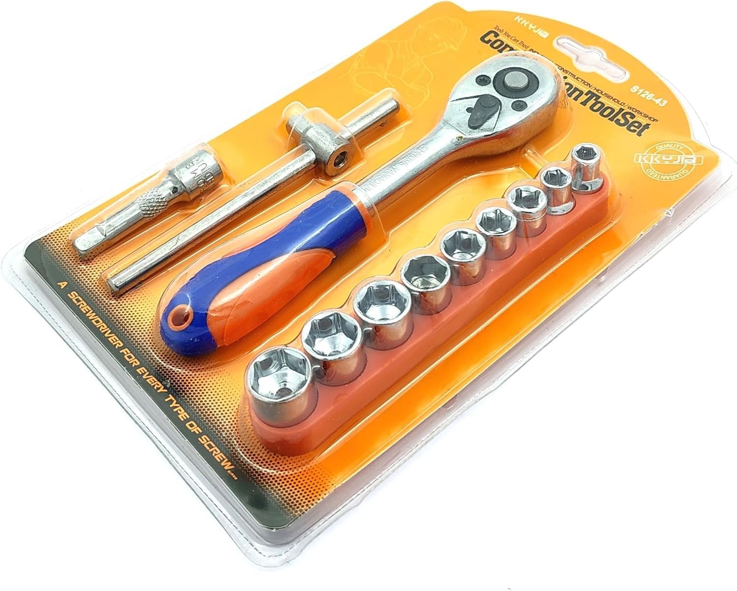 BUYOHLIC 3/8-Inch Drive Extendable Ratchet socket wrench set with 9 Pcs Hex Drive Socket Set 1