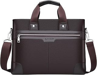 メンズ ノートパソコン ブリーフケース メッセンジャーバッグ クロスボディ ショルダー サッチェル オフィス コンピューター (ブラウン)