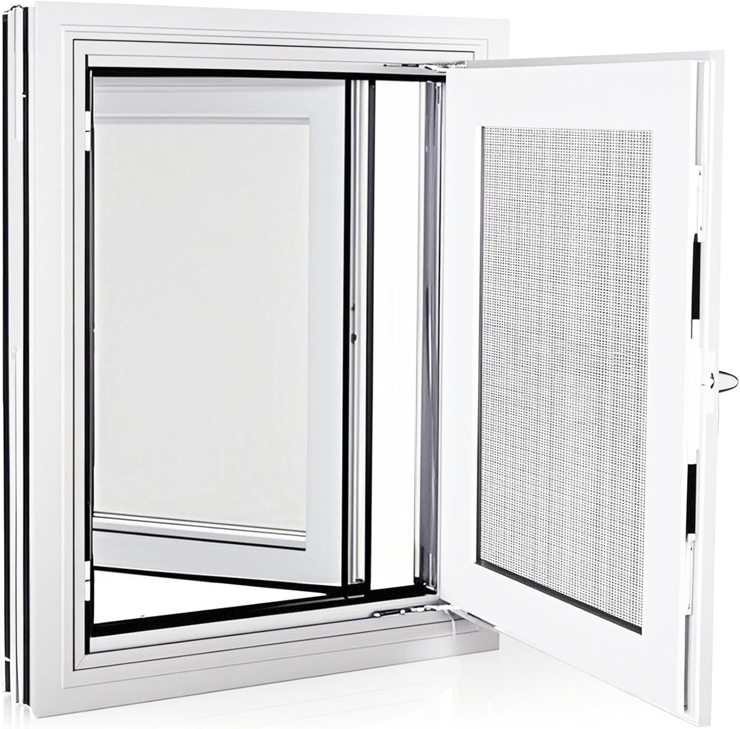 32x27 Casement Basement Egress Window, Aluminum Casement Windows with Double Tempered Insulated Glass & Screen, Customizable size/color, Home Bathroom Ventilation Replacement Window - Right - White