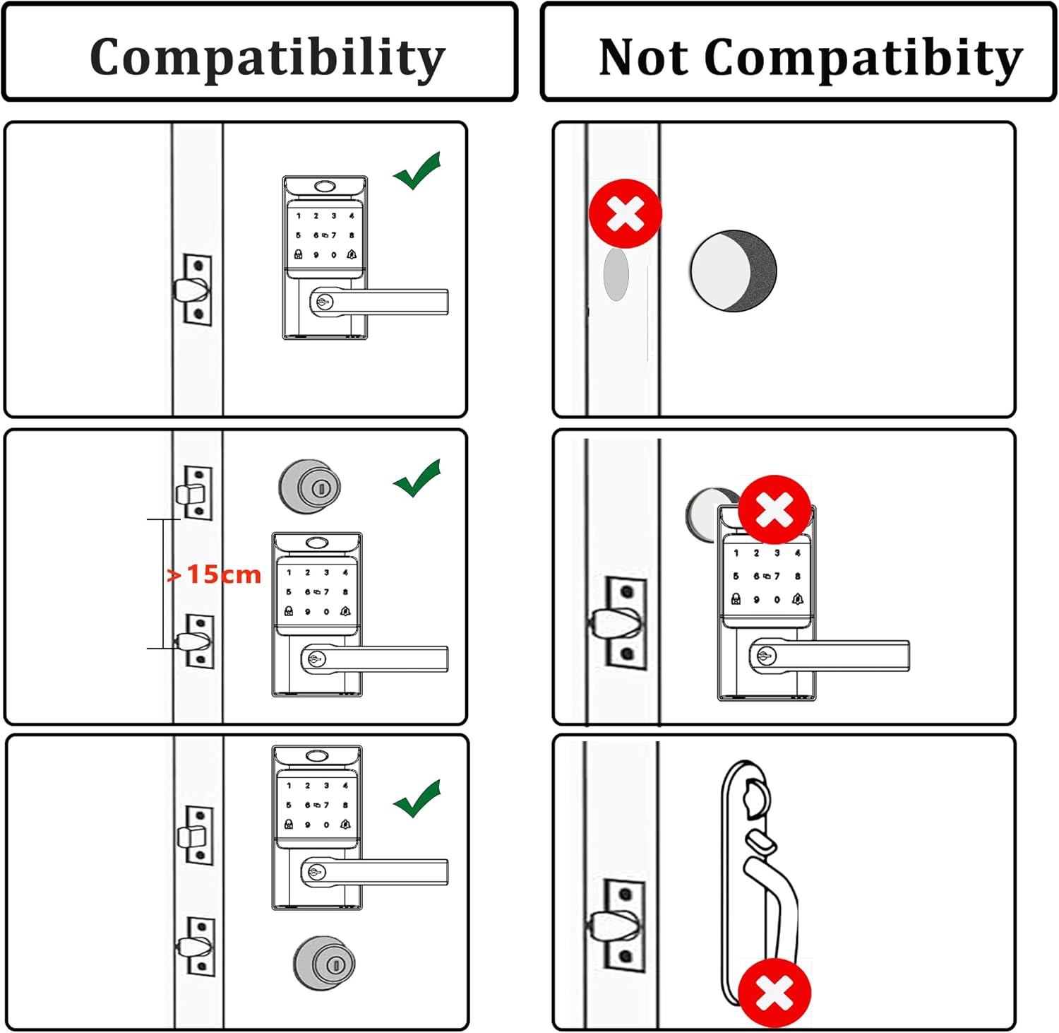 Keyless Entry Auto Door Lock, Smart Deadbolt Lock with Door Knob, Biometric Fingerprint, Passcode, Electronic Keypad, APP Control for Garden, Bedroom, Warehouse Exterior, Interior Door