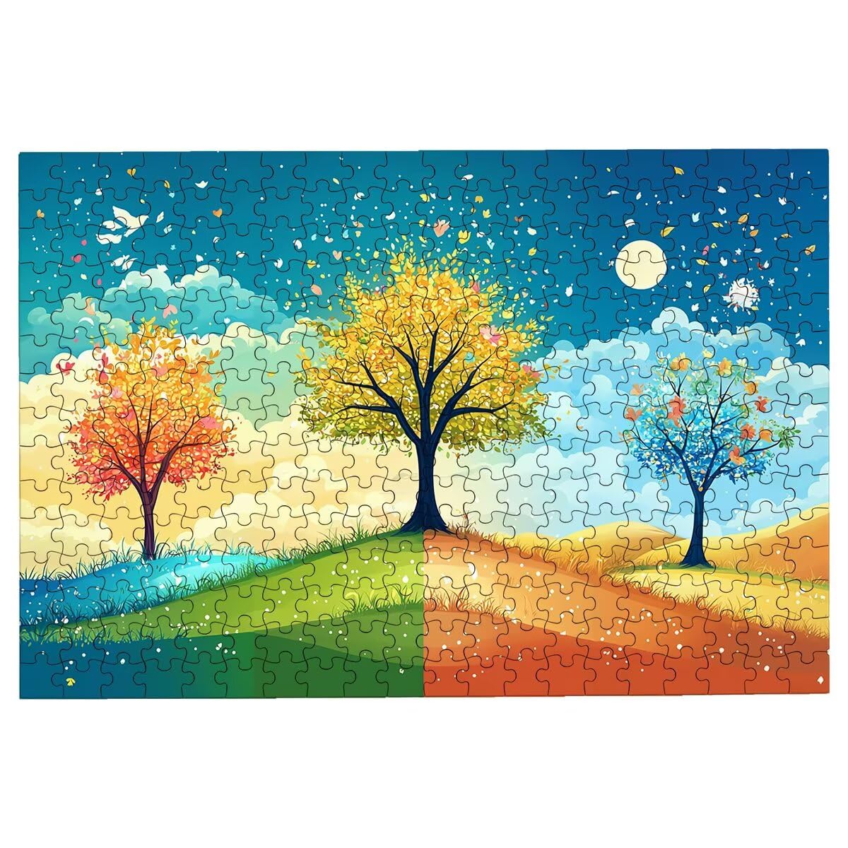Puzzle 5000 sztuk dla dorosłych drzewo, puzzle krajobrazy, puzzle 5000 sztuk dla dorosłych, drewniane puzzle z pudełkiem na prezent rozmiar 156 x 105 cm, wyzwanie puzzle dla całej rodziny, prezent