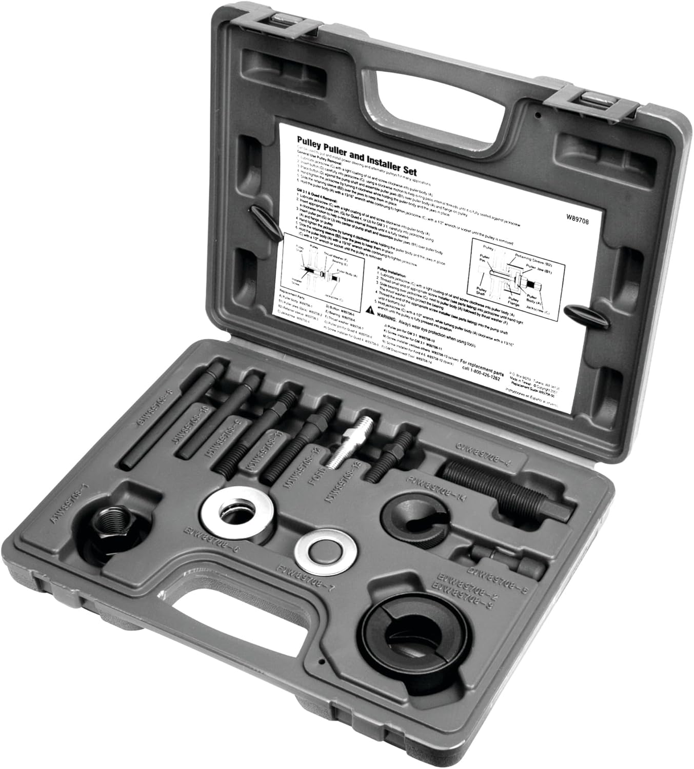 Performance Tool W89708 Pulley Puller/Installer Kit For Most Alternator and Power Steering Pulleys