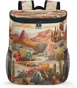 Backpack Cooler Landscape Cactus Cooler Backpack Insulated Leak Proof Soft Cooler Bag for Men Women Lunch Backpack for Camping Picnic Hiking Beach Travel