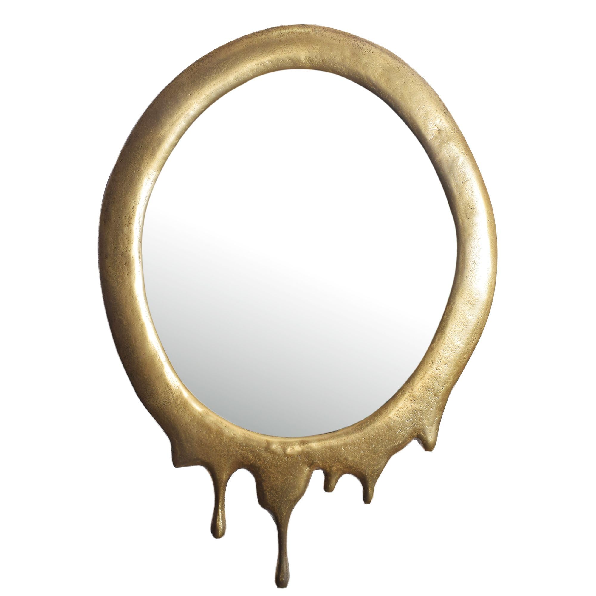 WOHNLING Lustro Ścienne Owalne 50x71 cm Metal Złote z Ramą