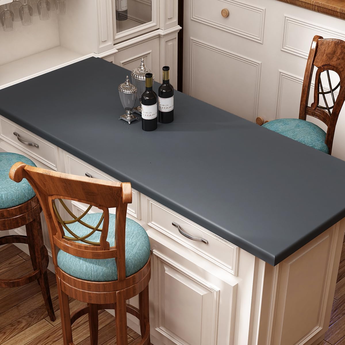 FunStick 24"x200" Thick Dark Grey Peel and Stick Wallpaper for Bedroom Removable Grey Contact Paper for Walls Countertops Kitchen Cabinet Wall Paper Self Adhesive Vinyl Gray Wallpaper for Living Room