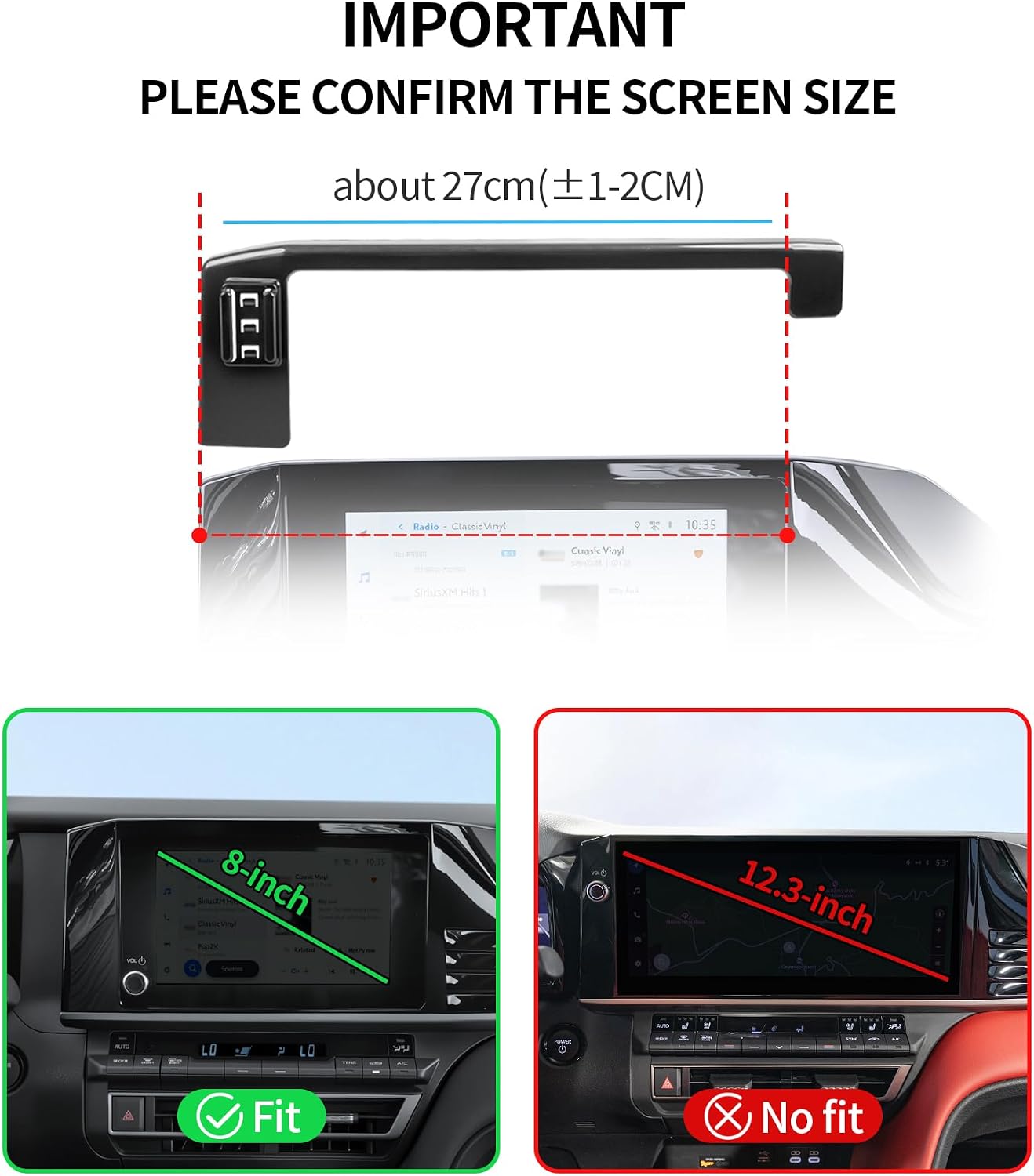 15W Wireless Fast Charger for Toyota Camry LE/SE 2025 2026 Accessories 8-inch Screen Fixed Clip, Interior Decoration Mobile Phone Mount, 360° Rotation, Don't Affect Air Vent