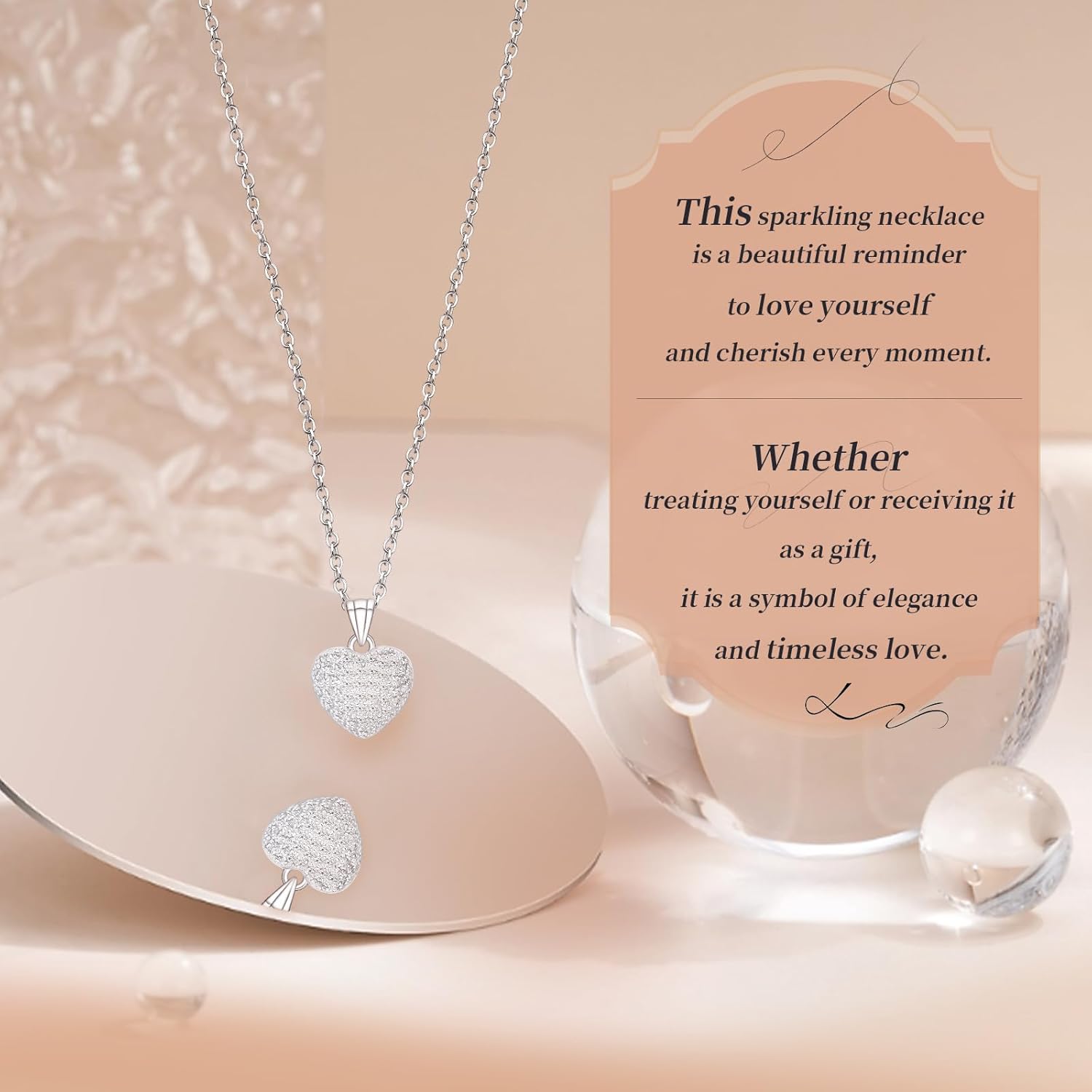 Pendant Necklaces for Women 925 Sterling Silver with Moissanite & Genuine Jewelry, Lucky Clover, Butterfly, Pink Crystal Heart Design, 14K White Gold Plated Nacklace, Mom Wife Women's Birthday Gifts - Image 5