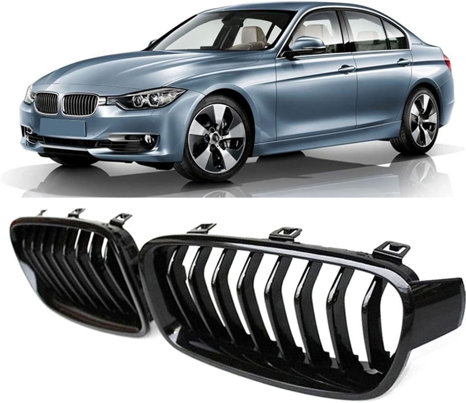 Car Front Bumper Racing Grille Grill Compatible with BMW 3 Series F30 F31 F35 320i 325i 328i 2013-2019 Gloss Black Grilles Kidney Grills