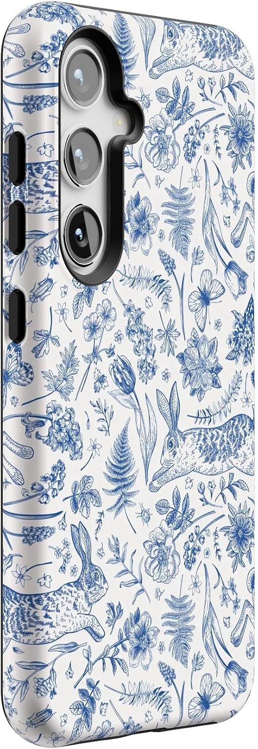 Casely Galaxy S24 Case | Hop & Bloom | Bunny Toile | Essential Slim Dual-Layer Protective Design