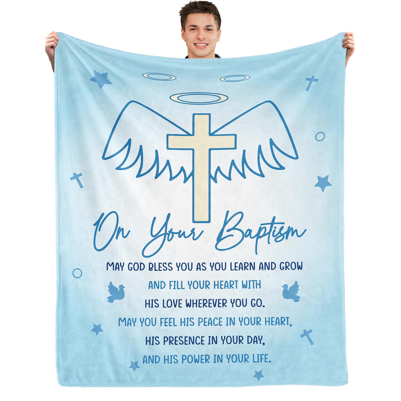 Cadeau de baptême religieux pour filles garçons | Plaid verset de la Bible première communion 101x127