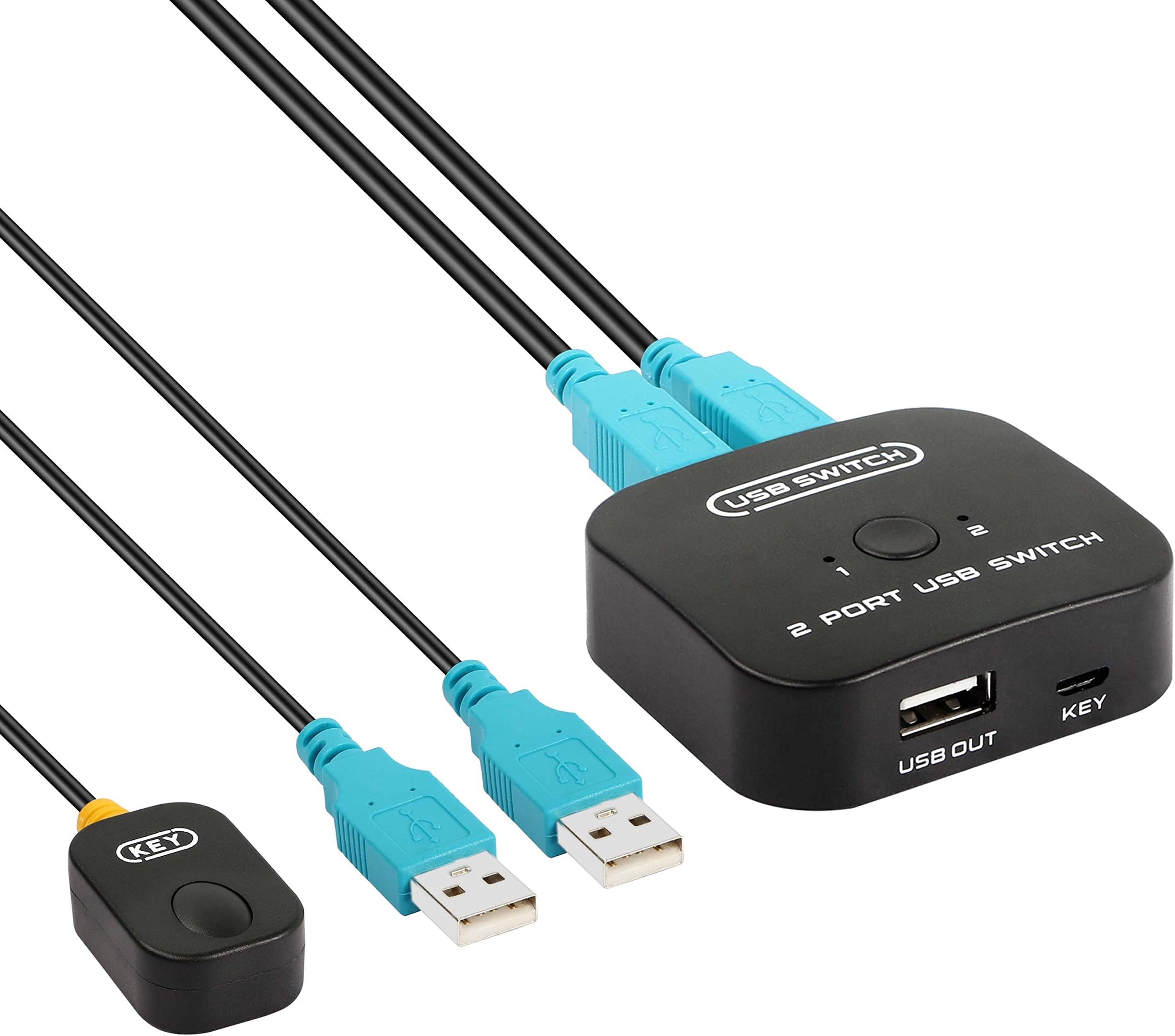 USB Printer Switch,2 Port USB 2.0 Manual Printer Scanner Sharing Switch Hub 2 PC to 1 Splitter Adapter