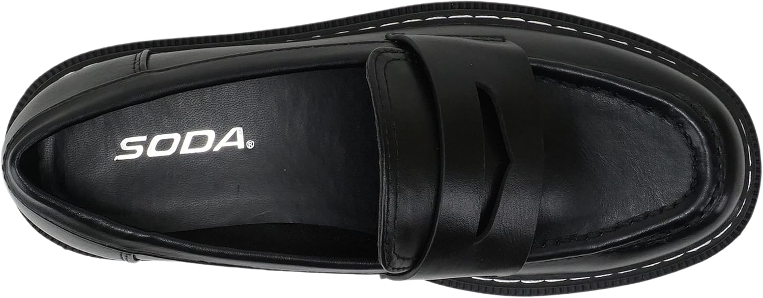 Soda “Eureka” ~ Women Slip On Platform Penny Loafer Lug Sole with Stitched Detail - Image 5