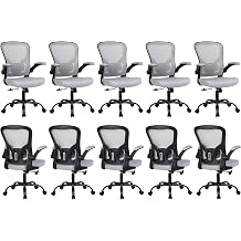 Flysky Ergonomic Home Office Desk Chair - Lumbar Back Support, Breathable Mesh Swivel Computer Task Chair with Wheels and Flip-up Arms, Height Adjustable, Black