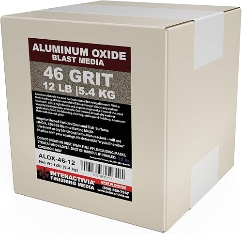 Miniatura 12 de Óxido de aluminio #100 – 12 libras – Medio de chorro de arena premium de larga duración de grado medio, arena de chorreadora de alta fuerza abrasiva