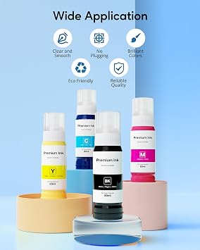 CEEBOO 522 High Capacity (5 Bottles) Refill Ink Replacement for Epson Compatible 522 (Not Sublimation) Use for EcoTank ET-2803 ET-2800 ET-2720 ET-4800 Printer