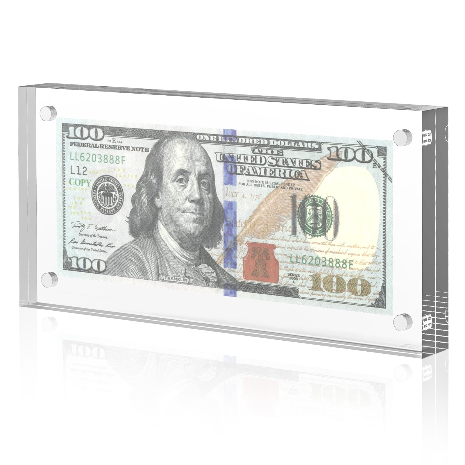 Dollar Bill Frame Display, Acrylic Dollar Bill Holder for Collectors, Thickened Magnet Currency Display Case Clear Self Standing for Money Ticket Picture Photos
