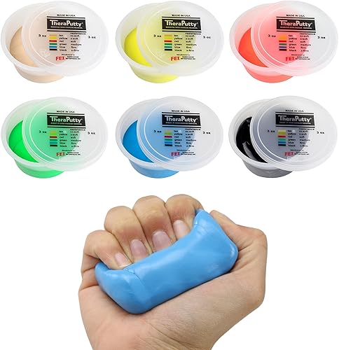 Miniatura 41 de CanDo TheraPutty - Masilla de ejercicio de mano estándar para rehabilitación, ejercicios, terapia de manos, terapia ocupacional, fortalecimiento de