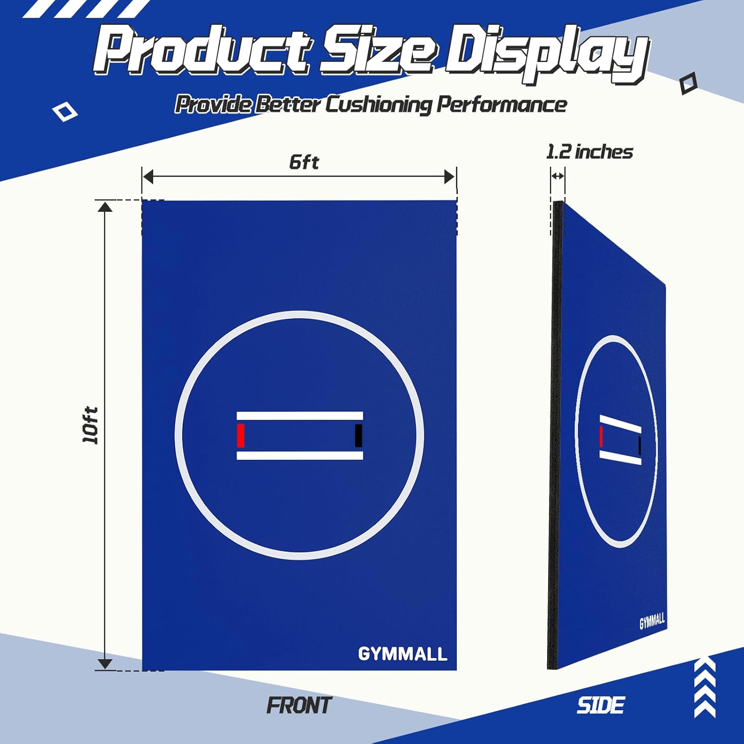 Wrestling Mat 10'x10'/6.6'x10' for Home Outdoor Indoor, 1.2" Thick Foldable XPE Jiu Jitsu Floor Exercise Mat for Gymnastics, PE Training, BJJ, MMA, Martial Art, Grappling, Judo, Boxing, Yoga
