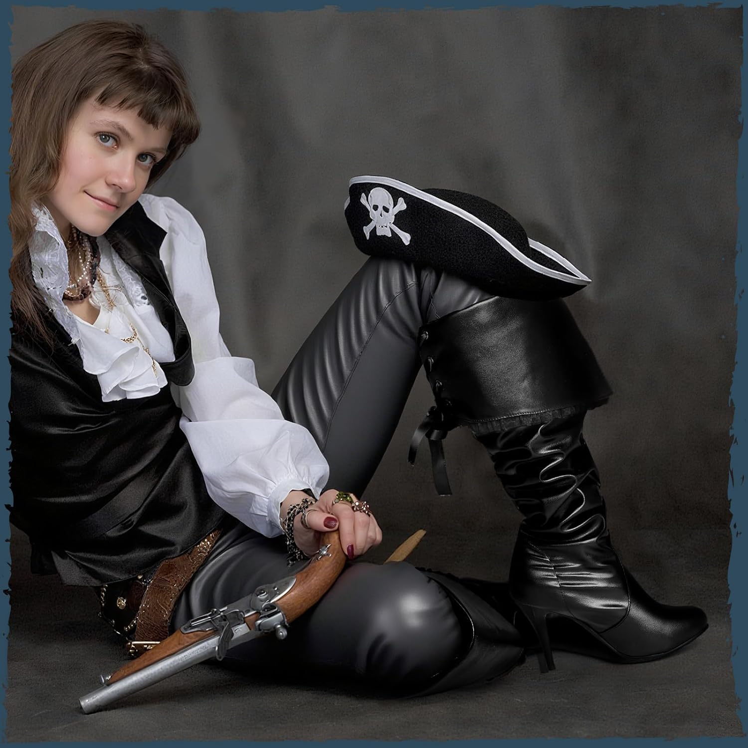 Medieval Pirate Boots for Women Halloween Renaissance Viking Victorian Knee High Boots Gothic Cosplay Costume