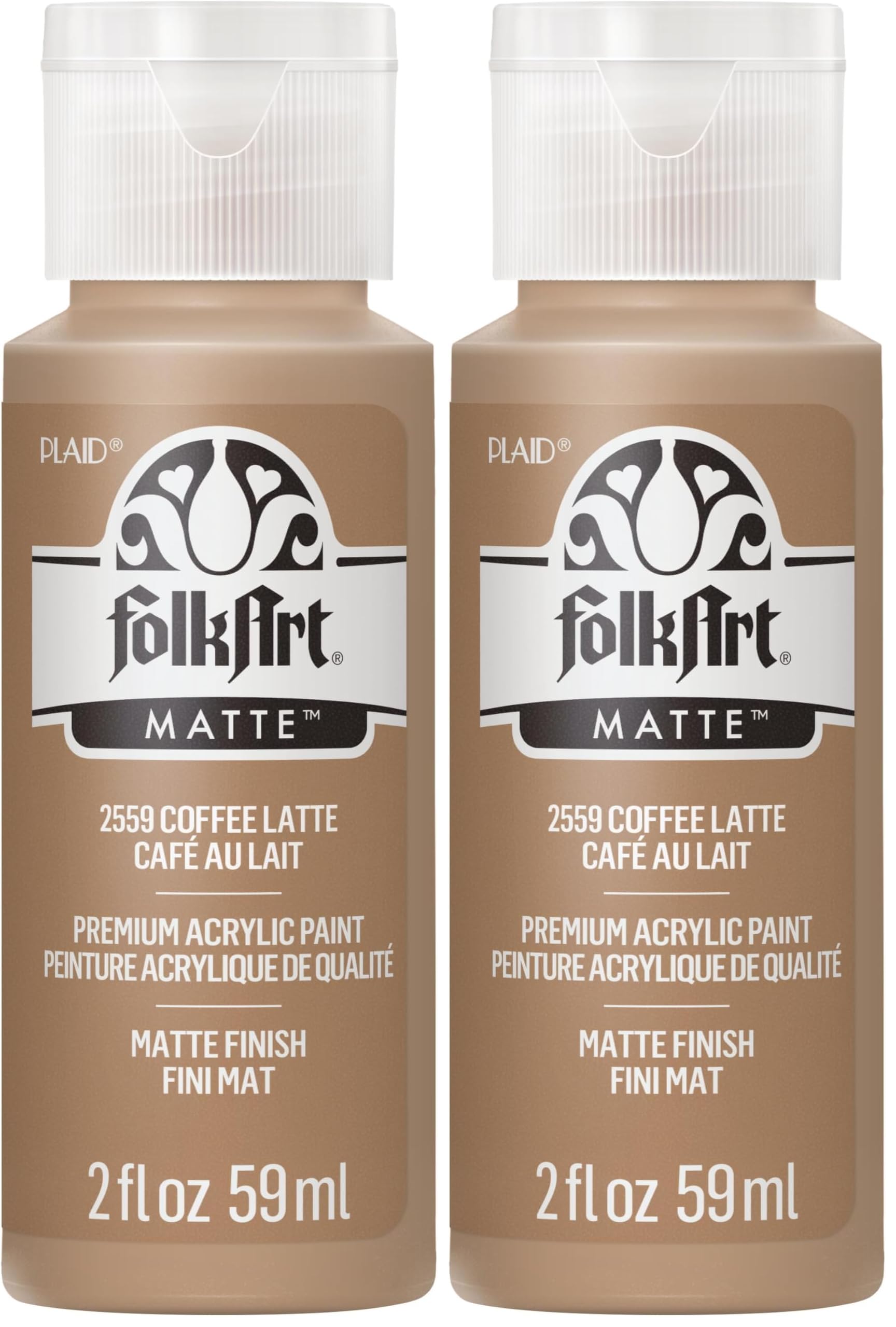 FolkArt Acrylic Paint in Assorted Colors (2 oz), 2559, Coffee Latte (Pack of 2)