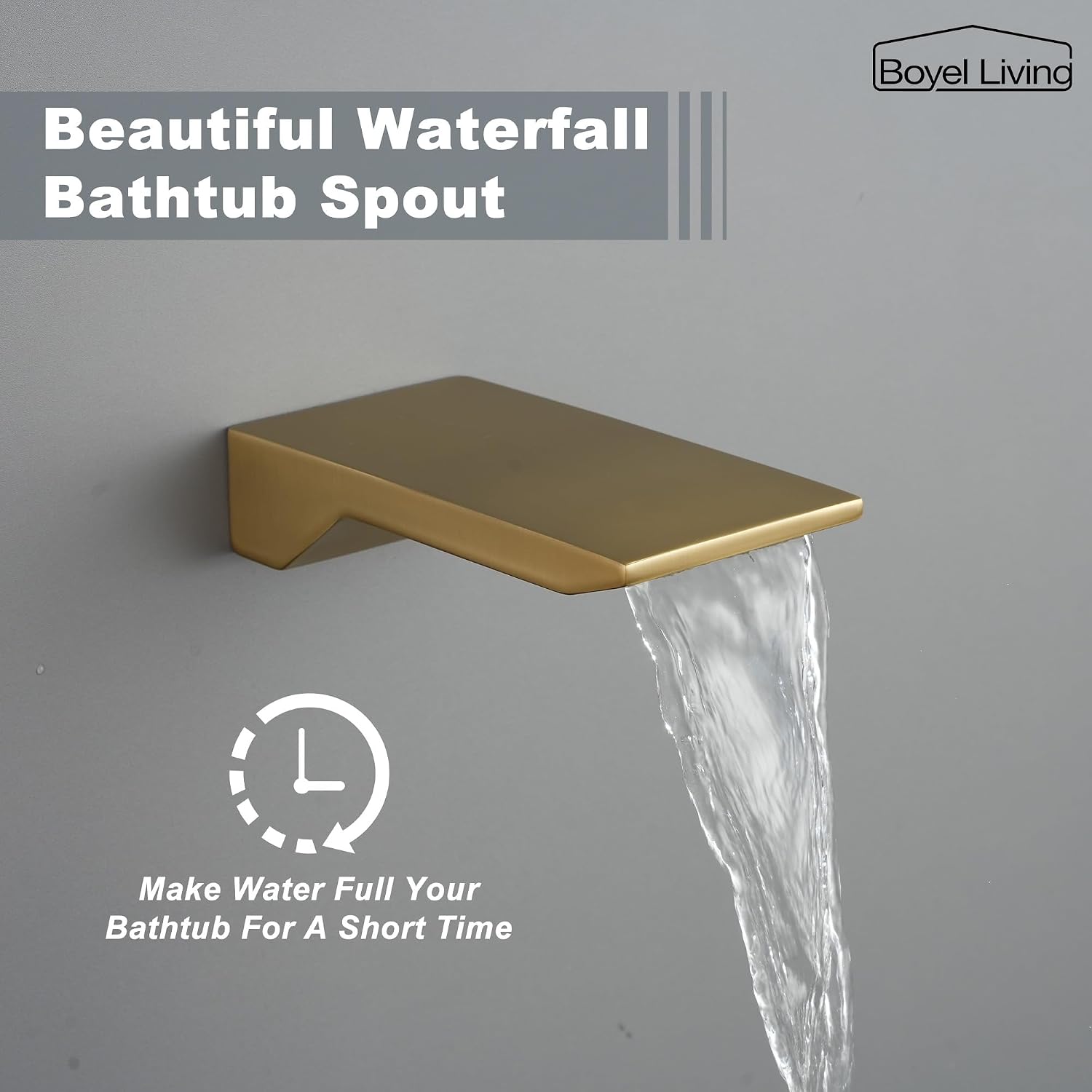 Boyel Living 12 Inch Shower System with Tub Spout，Brushed Gold Rain Shower Head with Handle Spray,Wall-Mounted Bathtub Faucet Set with Valve,Stainless Steel