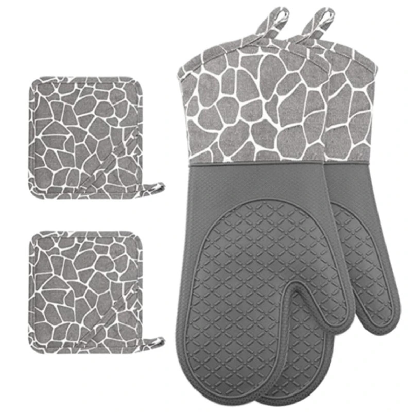 Manoplas De Horno Juego de Guantes for Horno Silicona, for Resistentes al Calor, for fáciles Usar(Gray)