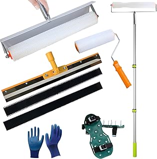 Self Leveling Cement Tool Kit,Epoxy Floor Kit,Self-Leveling Rake,Spike Shoes for Epoxy Flooring,Spike Roller for Self-Leveling,Floor Leveling Tools, 23.62~55.12 inch Telescopic Pole