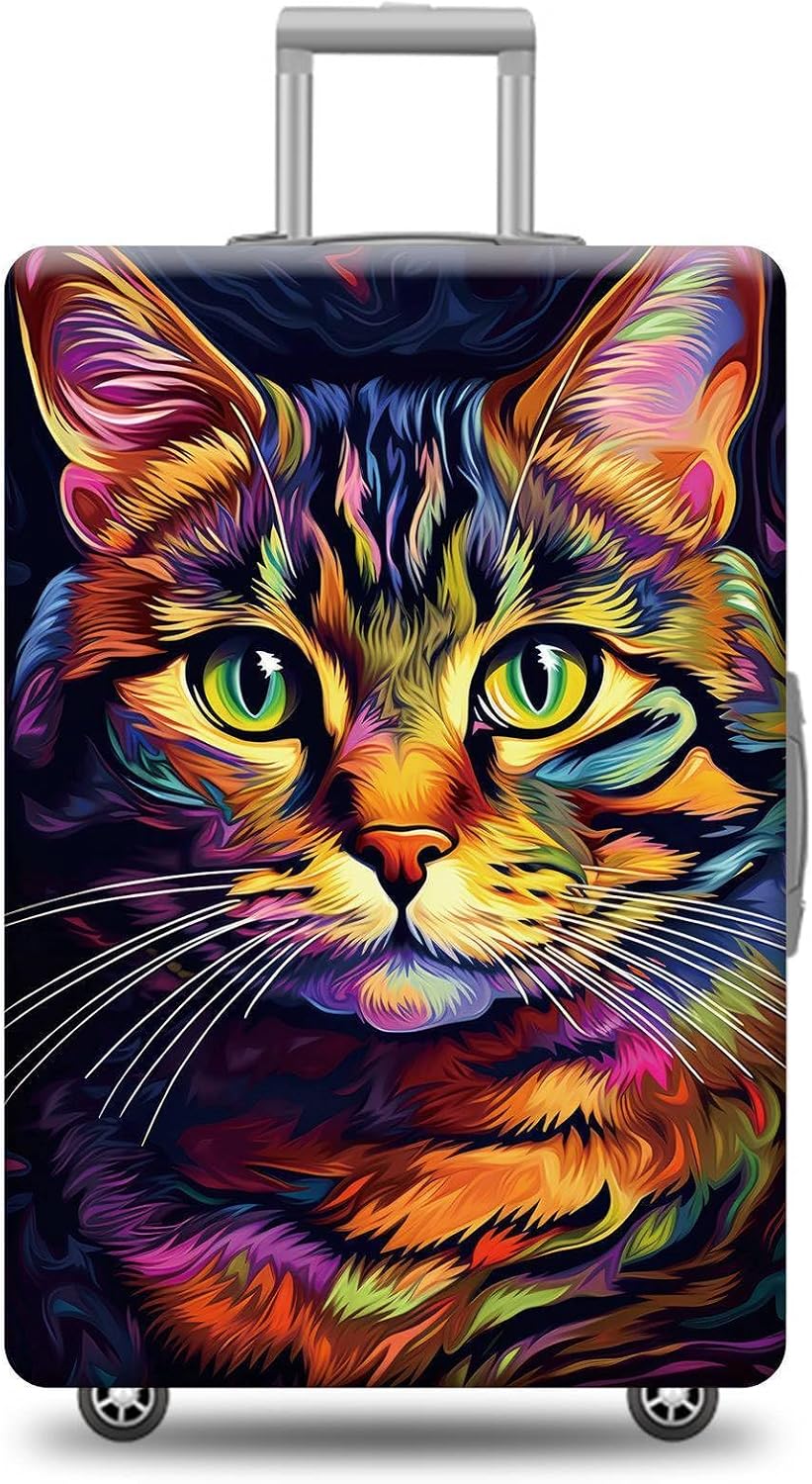 Personalized Luggage Cover Cute American Wirehair Cat Suitcase Protector Washable Elastic Baggage Cover For Pet Lovers Fits 18"-32" Luggage Style 7