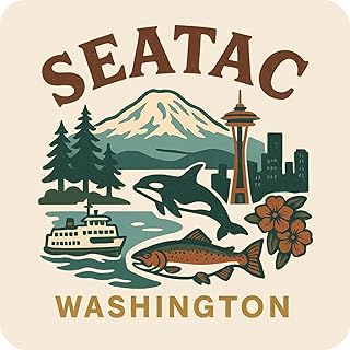 SeaTac Washington Souvenir Vinyl Magnet – Destination Travel Keepsake Collectible 3-Inches Wide